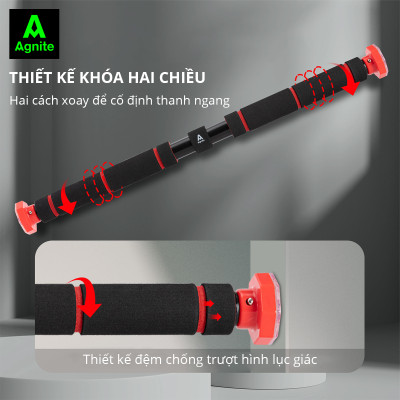 Xà Đơn Treo Tường Gắn Cửa Đa Năng Chịu Lực Độ Dài Tùy Chỉnh Giúp Bạn Tập Gym, Tập Cơ Bụng, Cơ Vai, Cơ Xô 60-140Cm Cao Cấp Agnite - Hàng Chính Hãng - Tập Luyện Tại Nhà Tay Cầm Bọc Đệm Chống Trượt
