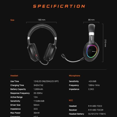 Tai nghe gaming không dây ZIDLI AH1 2.4Ghz - Hàng chính hãng