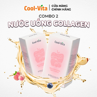 Combo 2 Hộp Nước Uống Collagen Peptide 3000mg Coolvita Hỗ Trợ Trẻ Hóa Sáng Da, Hỗ Trợ Dưỡng Tóc và Móng Kết Hợp Vitamin B3 (45ml× 7 túi)/hộp