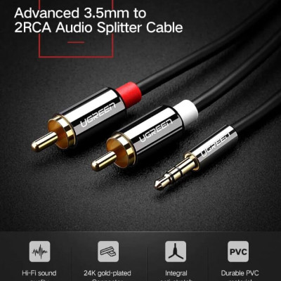 Ugreen UG20780AV116TK 8M màu Đen Cáp âm thanh 2 đầu Bông sen sang 3.5mm Dương mạ vàng - HÀNG CHÍNH HÃNG