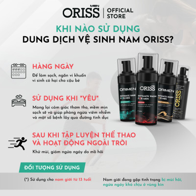 Dung Dịch Vệ Sinh Chuyên Dụng Cho Nam Giới Dạng Bọt Oriss Men Elegent 120ml/chai