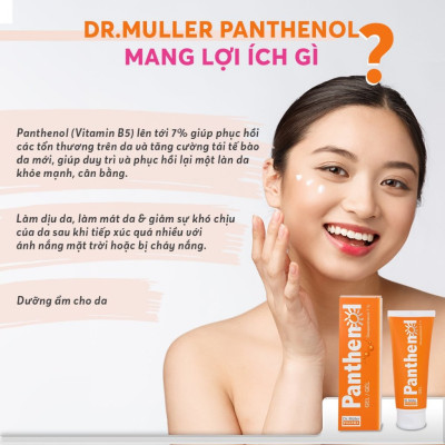 Gel dưỡng ẩm da phục hồi dạng sữa Panthenol B5 7% Dr Muller 100ml dịu mát da cháy nắng, sau trị mụn [Nhập khẩu Châu Âu]