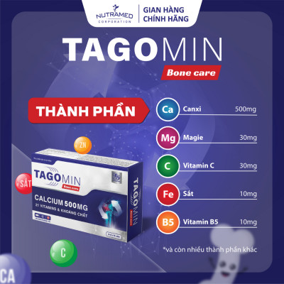 Viên uống Tagomin Bonecare hỗ trợ ngăn ngừa loãng xương, tạo khung xương chắc khỏe (30 viên) - Nutramed