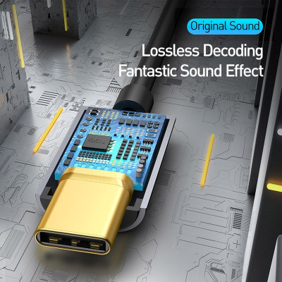 Đầu chuyển Type C sang Audio AUX 3.5mm Baseus L54 (Type-C Male to 3.5mm Female Adapter, built-in DAC, 24-bit/48kHz)-Hàng Chính Hãng