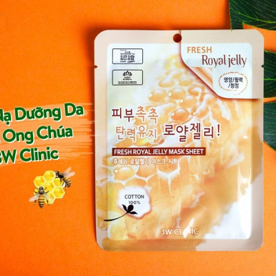 Combo 5 Mặt nạ chiết xuất sữa ong chúa 3W Clinic Fresh Royal Jelly Mask Sheet 23ml  x 5