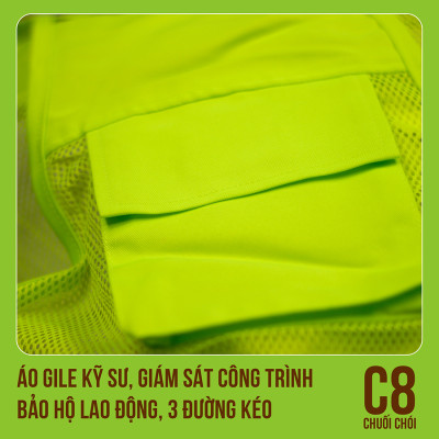 Áo Gile Kỹ Sư, Giám Sát Công Trình, Bảo Hộ Lao Động, 3 Đường Kéo - Mã C8 (Chuối Chối) 