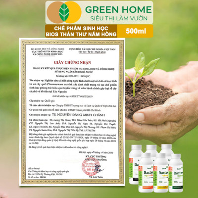 Chế Phẩm Sinh Học Bacte Bios Thán Thư Nấm Hồng, Green Home, Chai 500ml, Từ Thảo Mộc, Hiệu Lực Nhanh Mạnh