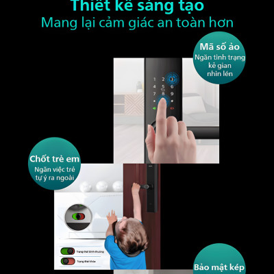 Bộ khóa cửa thông minh Bluetooth, vân tay, thẻ từ, mật khẩu và chìa cơ. Thương hiệu Hà Lan cao cấp Philips - DDL7300