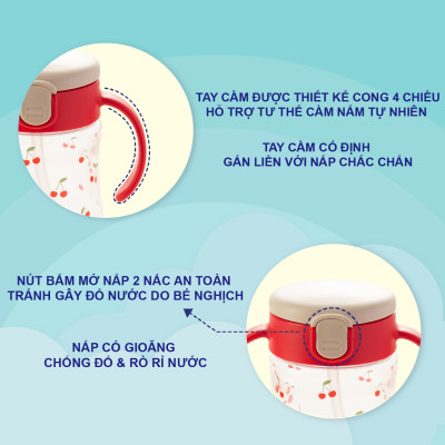 Bình ống hút RICHELL Nhật MUGOOD 200ml chống sặc | Baby