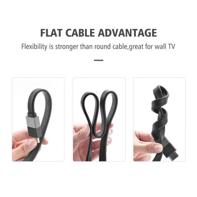 Ugreen UG30109HD120TK 1.5M màu Đen Cáp tín hiệu HDMI vỏ nhựa PVC cao cấp cáp dẹt - HÀNG CHÍNH HÃNG