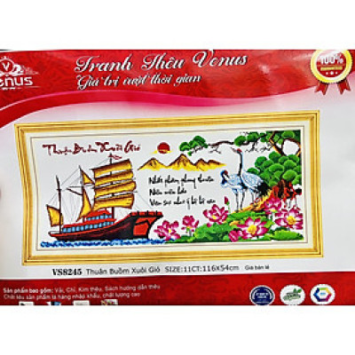 Tranh thêu chữ thập Thuận buồm xuôi gió vs8245, nền trắng không thêu