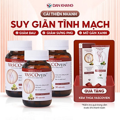 Combo 3 Thực phẩm chức năng Dân Khang Pharma Viên Uống Làm Giảm Và Phòng Ngừa Suy Giãn Tĩnh Mạch Vascovein (30 viên/hộp)