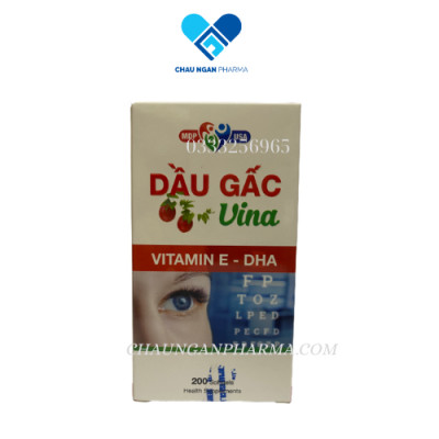 Dầu Gấc Vina Mediphar Chai 200 viên - Tăng cường thị lực, giảm mỏi mắt, mờ mắt, giảm thị lực