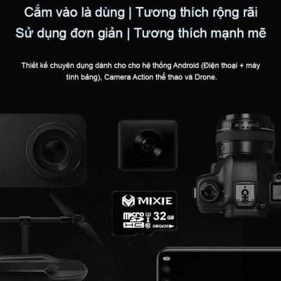 Thẻ nhớ microSDHC Mixie 32GB / 64GB U3 4K 95MB/s - chuyên camera, máy quay và điện thoại (Hàng chính hãng)