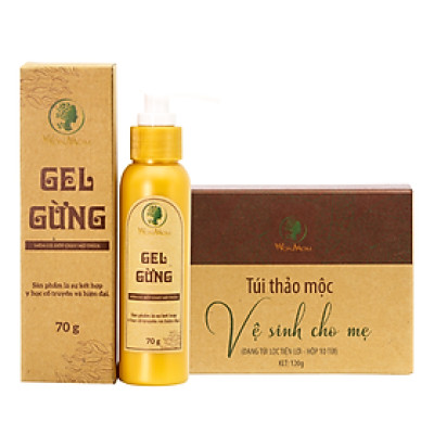 Combo 1 gel gừng giảm eo + 1 hộp thảo mộc vệ sinh cho mẹ Wonmom