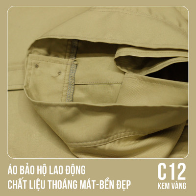 Áo bảo hộ lao động, chất liệu thoáng mát, bền đẹp - Mã C12 (Kem Vàng)