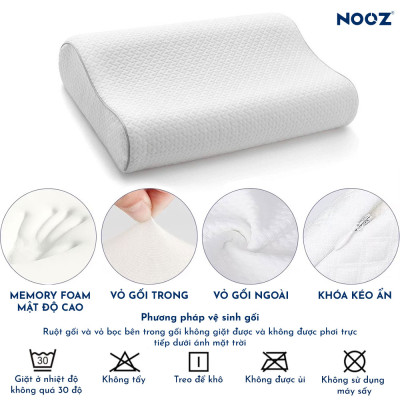 Gối Công Thái Học NOOZ Contour Foam Pillow Cao Su Non Lượn Sóng Nâng Đỡ Đầu - Giảm Đau Vai Gáy