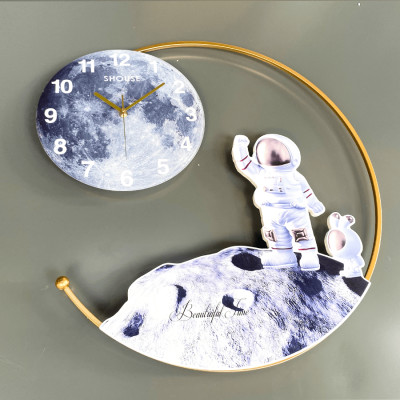 Đồng hồ treo tường trang trí nghệ thuật EA01 kim trôi không gây tiếng động decor cho phòng khách