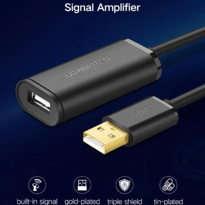Ugreen UG10321US121TK 10M màu Đen Cáp tín hiệu nối dài USB 2.0 có chip khuếch đại cao cấp - HÀNG CHÍNH HÃNG