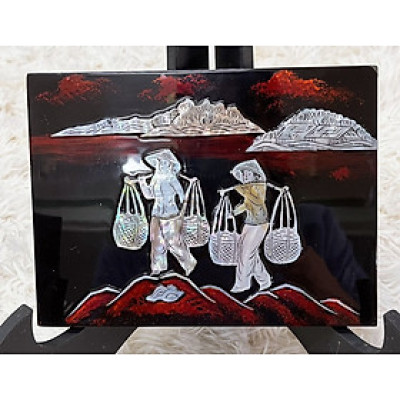 Tranh sơn mài cẩn ốc size 15x20 cm treo tường, trang trí nhà cửa,...