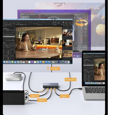 Ugreen UG15604CM624TK 8K60Hz v2.1 hdmi 3 vào 1 ra có kèm remote hỗ trợ độ phân giải cao 4K120Hz có cáp nguồn USB-A to C dài 1.5M Bộ gộp HDMI - HÀNG CHÍNH HÃNG