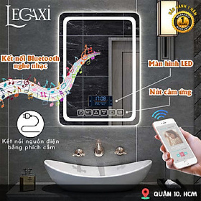 Gương Đèn LED Chữ Nhật Cảm Ứng Thông Minh Treo Tường Nhà Tắm, Phòng Ngủ Legaxi