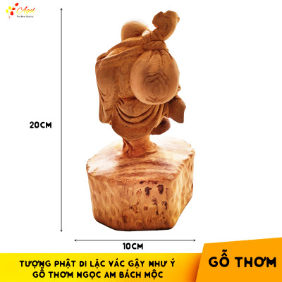Tượng Phật Di Lặc Vác Như Ý Gỗ Thơm Bách Mộc Ngọc Am - Hàng cao cấp cực thơm - Sản Phẩm Nhập Khẩu