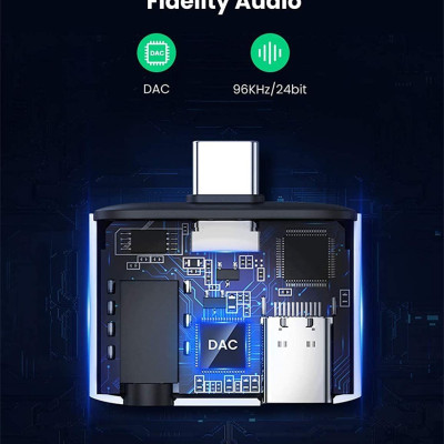 Ugreen UG70311CM231TK PD 30W vỏ nhôm Usb type c sang 3.5mm 110dB có chipset samsung ipad pro - HÀNG CHÍNH HÃNG