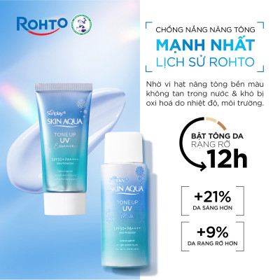 Kem chống nắng nâng tông Skin Aqua Tone up Blue cho da vàng có khuyết điểm đỏ, dạng sữa Sunplay Skin Aqua Tone Up UV Milk Blue SPF 50+ PA++++ 50g