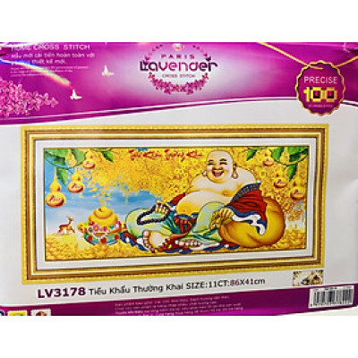 Tranh thêu chữ thập Phật di lặc LV3178, kích thước 86 x 41 cm