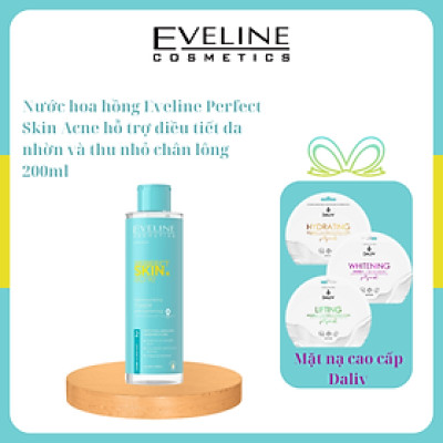 Nước hoa hồng Eveline Perfect Skin Acne điều tiết bã nhờn và se khít lỗ chân lông 200ml_[Tặng kèm mặt nạ Hàn Quốc cao cấp]