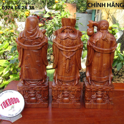 Tượng Tam Đa - Phúc Lộc Thọ Gỗ Nguyên Khối Hàng Thương Hiệu TOKDODO Nhiều Kích Thước.