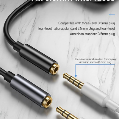 Đầu chuyển Type C sang Audio AUX 3.5mm Baseus L54 (Type-C Male to 3.5mm Female Adapter, built-in DAC, 24-bit/48kHz)-Hàng Chính Hãng