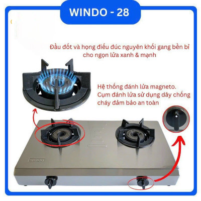 Bếp Khè Đôi WINDO 2 Lò bán Công Nghiệp Áp Cao - Hàng Chính Hãng