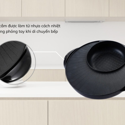 Bếp Lẩu, Nướng Điện 2 Trong 1 Đa Năng Phong Cách Hàn Quốc - Hàng Chính Hãng