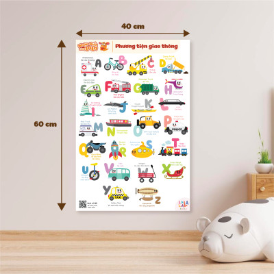 Đồ Chơi Giáo Dục - Poster Dán Tường (Không Keo Dính) Song Ngữ Anh Việt - Bảng Chữ Cái - Chữ Số - Cửu Chương - Động Vật - Lalala baby