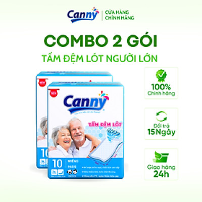 Combo 2 gói Tấm Đệm Lót Người Lớn Canny Siêu Mềm Mại, Siêu Thấm, Kháng Khuẩn (10 miếng)