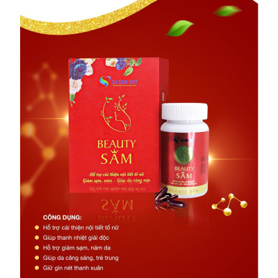 Viên uống Đẹp Da (BeautySAM) - Da sáng bóng, nhẵn mịn, hồng hào từ bên trong một cách tự nhiên, nâng cao thể trạng, thải độc và thanh lọc cơ thể, Cải thiện nội tiết tố nữ