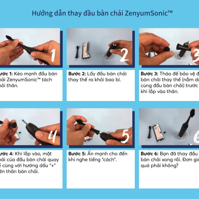 [Chính Hãng] Combo 3 Đầu Bàn Chải Điện Thay Thế Zenyum Sonic MỚI 2.0 - Công Nghệ Singapore - Xanh Mint