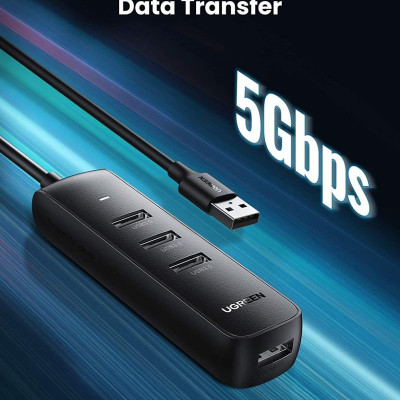 Ugreen UG10915CM416TK 0.25M Black Usb 3.0 4 Ports Hub with type c power port - HÀNG CHÍNH HÃNG