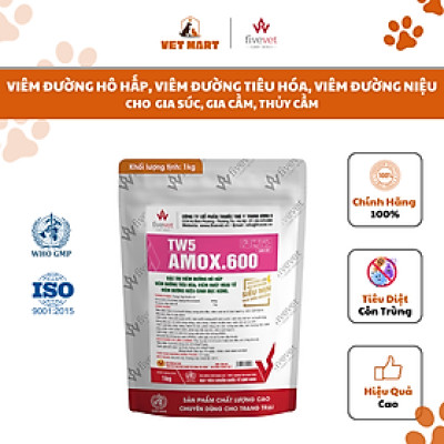 [1KG] TW5-Amox.600 - Viêm đường hô hấp, viêm đường tiêu hóa, viêm đường niệu cho gia súc, gia cầm, thủy cầm
