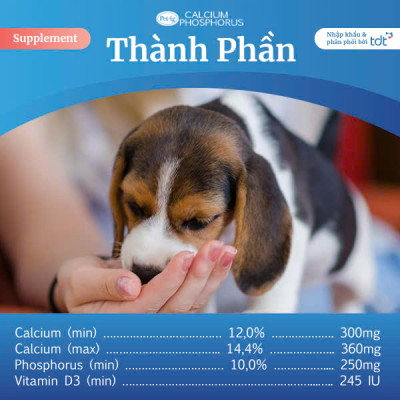 VIÊN UỐNG BỔ SUNG CANXI & PHOTPHO PET AG CHO CHÓ MÈO - CALCIUM PHOSPHORUS TABLETS [ HỘP 50v ]