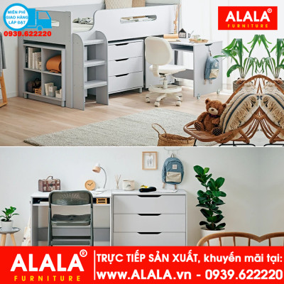 Giường tầng cho Bé ALALA138 đa năng/ Miễn phí vận chuyển và lắp đặt/ Đổi trả 30 ngày/ Sản phẩm được bảo hành 5 năm từ thương hiệu ALALA/ Chịu lực 700kg
