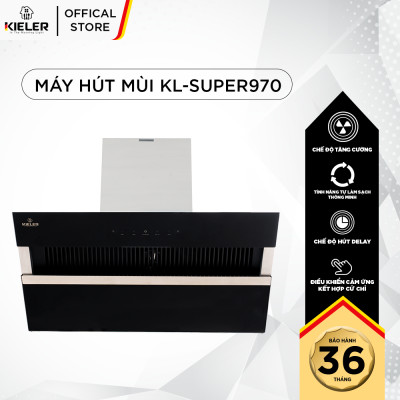 Máy hút mùi KIELER KL-SUPER970 công suất hút cao, không gây tiếng ồn, kiểu vát kính sang trọng, điều khiển bằng cử chỉ - Hàng Chính Hãng