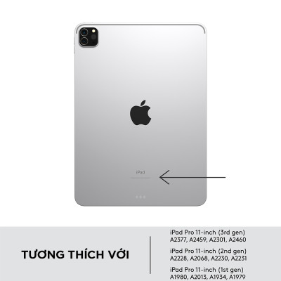 Bao da kèm bàn phím Logitech Combo Touch iPad Pro 11 inch gen 1, 2, 3 (2021) - Backlit keys có thể tháo rời, Trackpad siêu nhạy - Hàng chính hãng