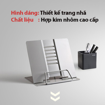 Giá Đỡ đỡ sách, đọc sách, đỡ điện thoại máy tính bảng đa năng chống cận Hợp Kim Nhôm Cao Cấp có thể điều chỉnh chiều cao. Hỗ Trợ Chống Mỏi Cổ, Vai, Gáy. Hàng Chính Hãng KitAcoom