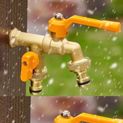 Vòi nước Faucet tăng áp bằng hợp kim vòi nước 2 đầu ra thông minh kèm 2 đầu nối ống