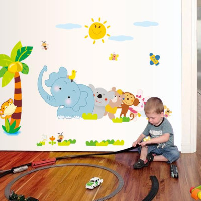 [ Size Lớn ] Decal dán tường kết hợp Cây và các con thú AY639+AY7114