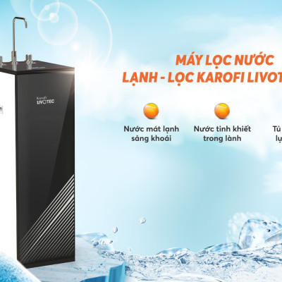 Máy lọc nước có chế độ lạnh, 7 lõi lọc hàng chính hãng Karofi Livotec 600, Màng RO 100GDP Hàn Quốc
