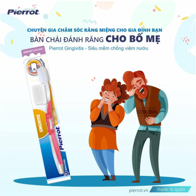 [ Mua 2 tặng 1 set kit ] Bàn chải đánh răng siêu mềm chống viêm nướu PIERROT GINGIVITIS